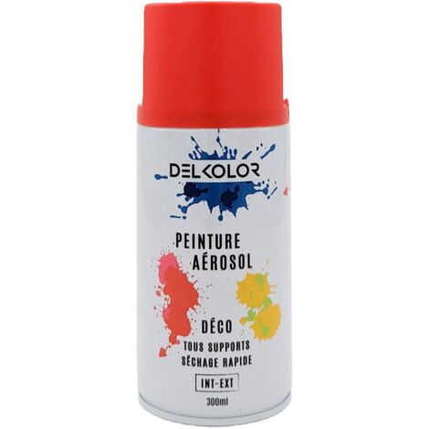 Delkolor Peinture en Aérosol Tous Supports - 300ml  Couleur: RAL 3020 ROUGE SIGNALISATION - Conditionnement: 300ml