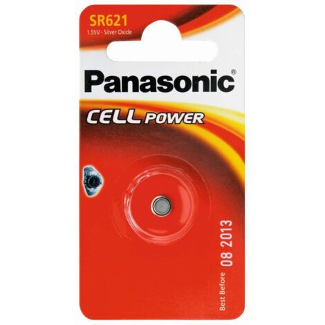 Panasonic – Pile bouton SR621 Oxyde d'argent 1.55V – Haute densité d'énergie – Capacité doublée – Pour montres et dispositifs médicaux (1/4)
