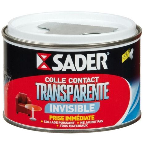 Colle contact transparente 250ml – Colle néoprène pour bois, cuir, plastique et métal – Prise immédiate, gel translucide – Sader