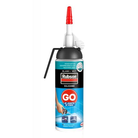 Rubson – Mastic silicone blanc 100ml – Résiste aux moisissures – Adhère sur émail, acrylique, verre – Pour joints de salle de bain et cuisine