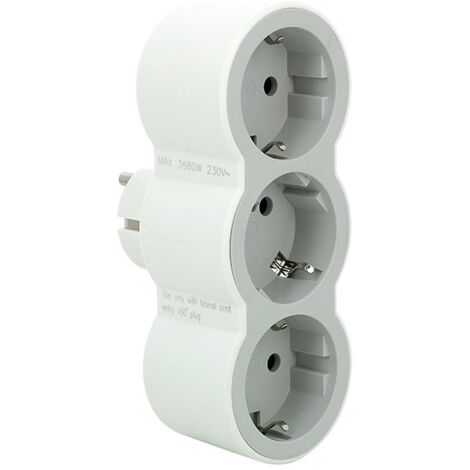 ADAPTADOR 3x2P+16A FRONTAL BLANCO/GRIS