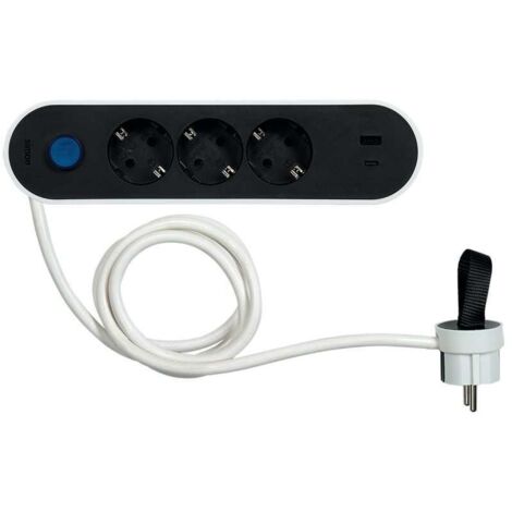 BASE MULTIPLE 3T + 2 USB C/INTERRUPTOR - 1,4 M (1/3)