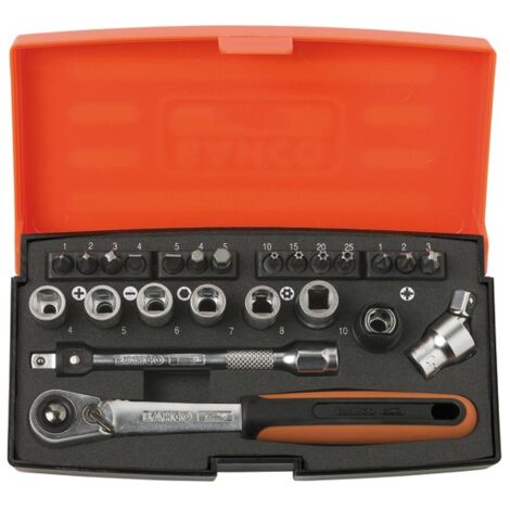 LLAVE VASO JGO 24 PZ+CARRACA - 1/4''