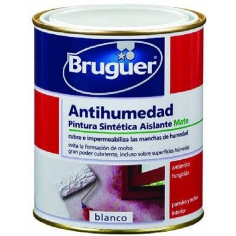 Bruguer – Pintura antihumedad mate blanca 0,750l – Para obras húmedas – Acabado mate duradero – Aplicación fácil y rápida (1/4)