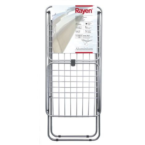 Rayen - Tendedero de aluminio, Con superficie de 20 metros, Sistema de bloque de alas, Tendedero plegable y Antideslizante, con varillas XXL, Para interior y exterior, Color Acero, 177 x 55 x 92 cm