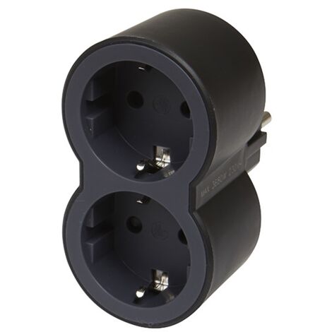 Adaptador frontal doble 10/16a entrada horizontal negro