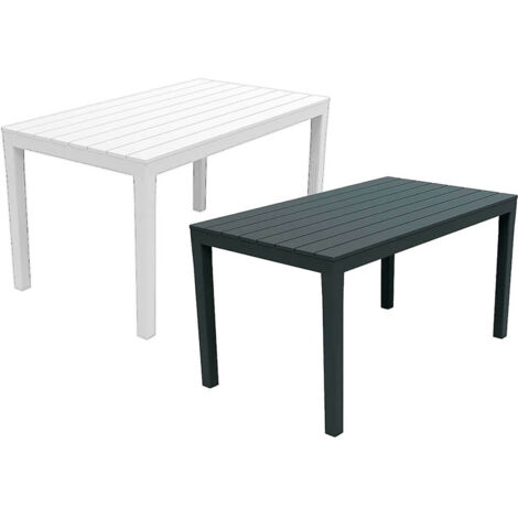 Ipae Progarden – Mesa rectangular de polipropileno antracita – 138x80x72 cm – Acabado rugoso imitación madera – Para exteriores y jardines (1/10)