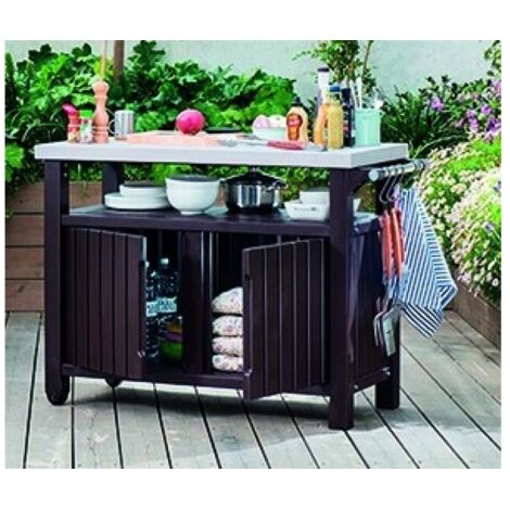 MESA BARBACOA RESINA MARRON EXT. 123.7 X 54 X 90 CM - 228891 (1/5)