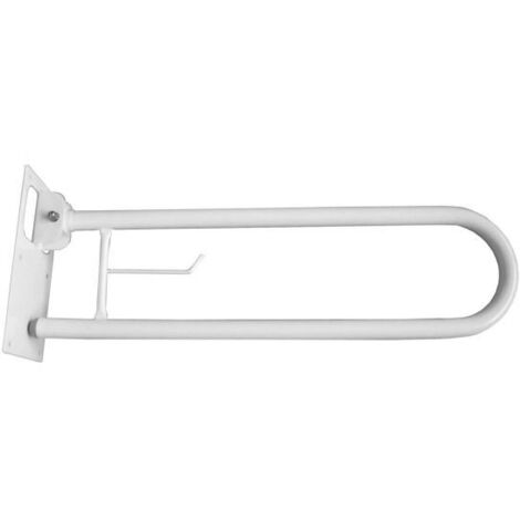 Barra abatible  de 73 cm con portarrollos. Acero lacado blanco. (1/2)