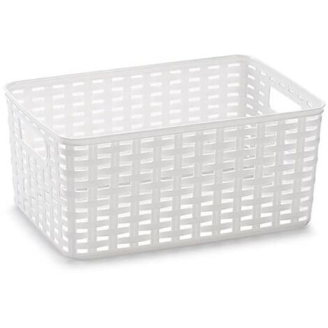 Cesta de almacenamiento organizador Rattan mimbre 10 Litros Blanco