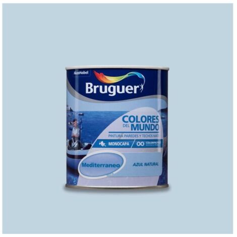 Bruguer Colores del Mundo Pintura para paredes monocapa Mediterráneo Azul Intermedio 750 ml
