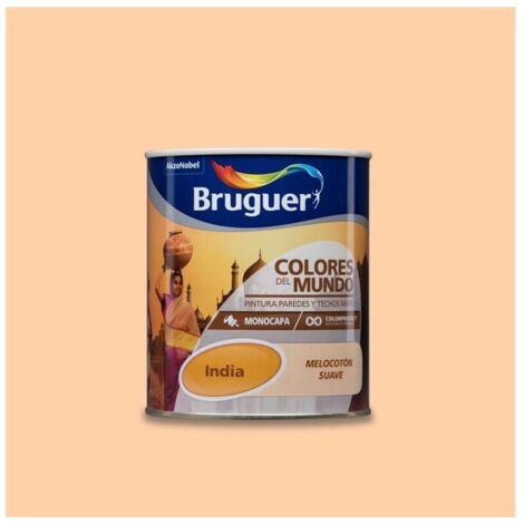 Bruguer Colores del Mundo Pintura para paredes monocapa India Melocotón Suave 750 ml
