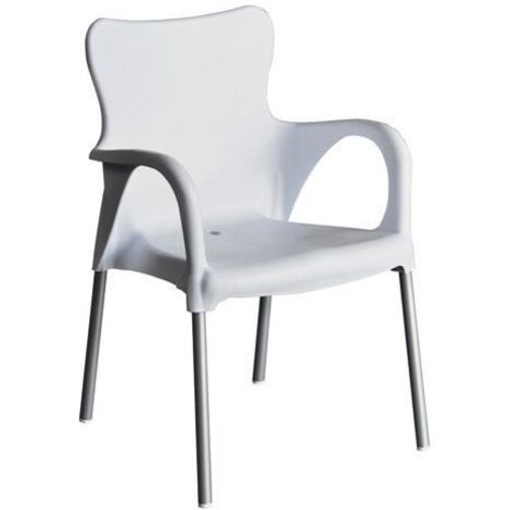 GARDEN LIFE sillon resina aluminio blanco 8306al/1 , Sillón Aluminio/blanca 8306AL/1 Garden Life. -Silla apilable, fabricada con polipropileno, con protector de rayos UV, y con pat