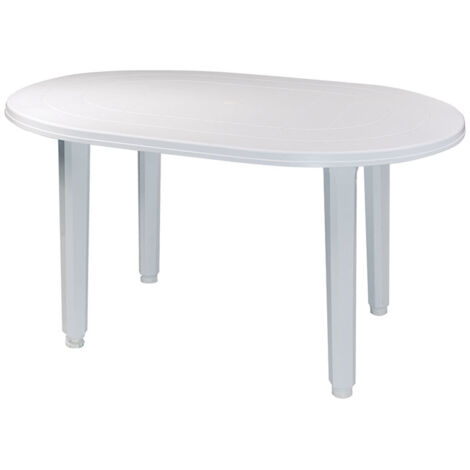 Mesa ovalada de resina blanca 130x90 cm – Resistente a rayos UV – Para hasta 6 comensales – Ideal para jardín y terraza – Garden Life (1/5)