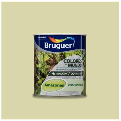 Bruguer Colores del Mundo Pintura para paredes monocapa Amazonas Verde Intermedio 750 ml
