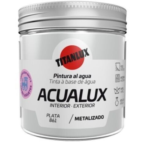 Titanlux Acualux pintura acrílica multiadherente Metalizado Plata 75 ml