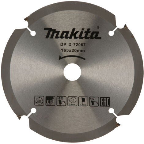 Makita – Disco PCD para fibrocemento 165mm – Ancho 20mm – Espesor 1,8mm – D72067 – Corte limpio y preciso (1/3)