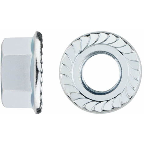Tuerca hexagonal con base dentada - Zincada M4 - Caja de 500