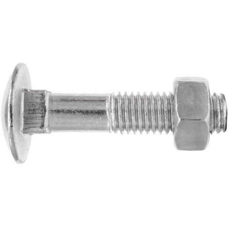 TORNILLO CON CABEZA REDONDA CON CUELLO CUADRADO Y TUERCA HEXAGONAL. CINCADO DIN-603/934 M8 X 30
