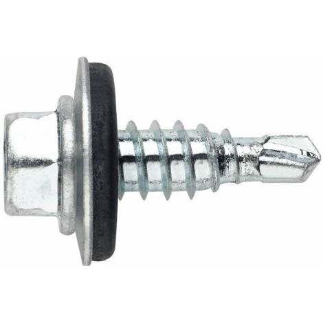 Remache autoperforante - Cabeza hexagonal - Punta de taladro reducida - Arandela vulcanizada de acero-EPDM 6,3 x 32 P16 - Caja de 500
