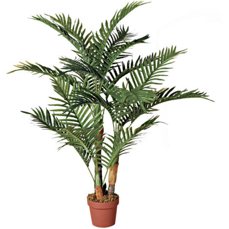 Planta artificial palmera 120 cm – Aspecto realista – Hojas de PVC – Tronco de poliuretano – Macetero con contrapeso – Catral (1/5)