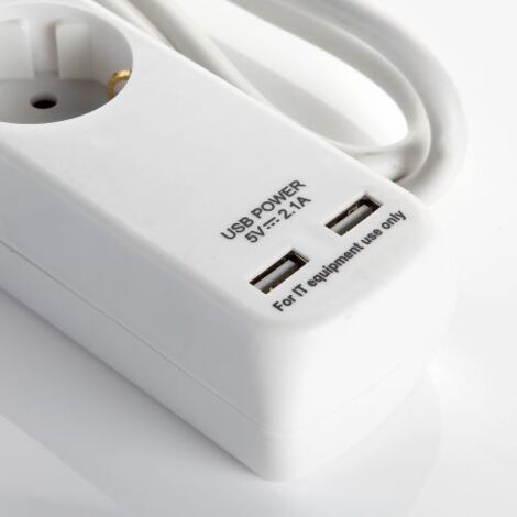 BASE MÚLTIPLE CON INTERRUPTOR 6 ENCHUFES Y 2 USB CABLE 3X1,5 1,4 METROS ALYCO (1/5)