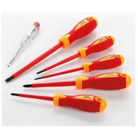 DESTORNILLADOR AISLADO 1000 V (JUEGO 6 PIEZAS) 3 SL + 2 PH + TESTER - 170446 (1/10)