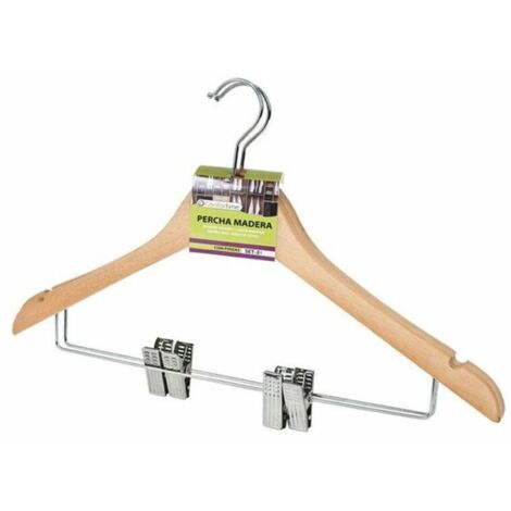 Set 2 Perchas Madera C/pinzas 44x24cm Confortime (1/2)