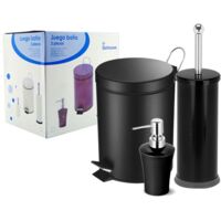 JUEGO BAÑO 3PZ CUBO 3L NEGRO