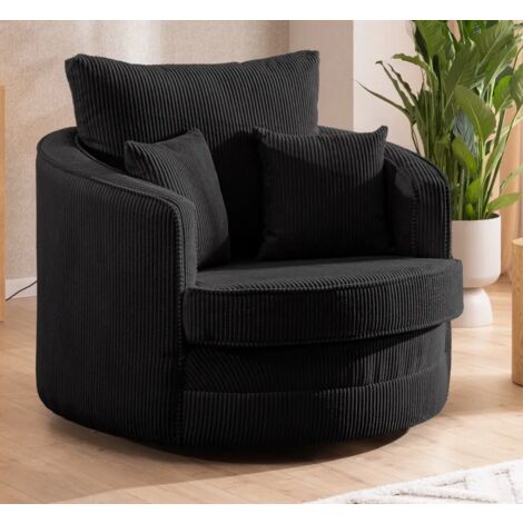 Ted - Drehsessel Love Seat XXL 360 Grad drehbar aus Schwarz Cord-Stoff (1/5)