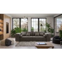 Big Sofa Laura mit Schlaffunktion aus Khaki Luxusmicrofaser