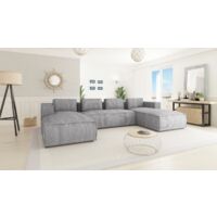 Moderne Wohnlandschaft Porto aus Hellgrau Cord