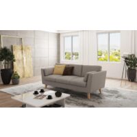 Sofa 3-Sitzer mit Holzfüßen Hannah, Dunkelbeige Luxusmicrofaser