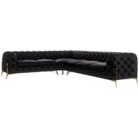 Chesterfield Ecksofa Willow mit Metall Füßen, Schwarz Samt
