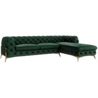 Chesterfield Ecksofa mit Ottomane Willow, Grün Samt