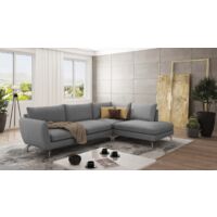 Modernes Ecksofa Lisa mit Metall Füßen, Grau Luxusmicrofaser
