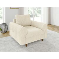 Ivar - Sessel mit Braun Holzfüßen im skandinavischen Stil aus Beige Chenille-Stoff