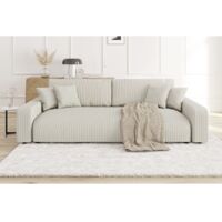 Emma - Sofa mit Schlaffunktion und Bettkasten in Beige Cord-Stoff schöner Sitzkomfort