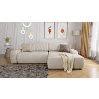Amela - Ecksofa mit Schlaffunktion und Bettkasten in Beige Cord-Stoff schöner Sitzkomfort