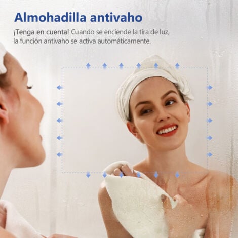 Meykoers Espejo de baño LED Espejo de baño iluminado blanco frío 60x40cm con Interruptor táctil + Antivaho