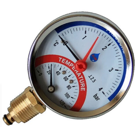 80mm 0-120C 4bar Côté Entrée 1/2" Thermomanomètre Indicateur
