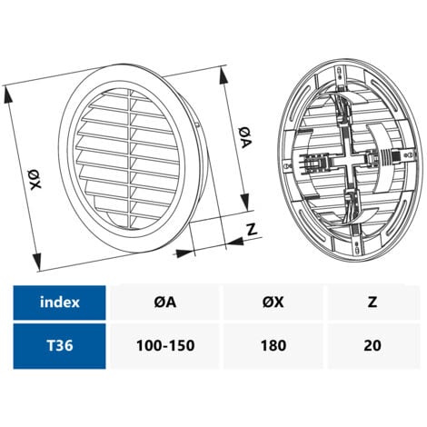 100-150mm Couverture grille ventilation murale anti-insectes diamètre réglable