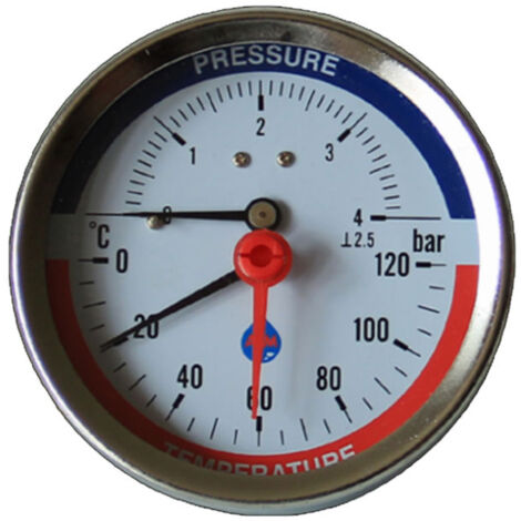80mm 4bar jauge entrée arrièrede pression température 120C 1/2" thermomanomètre