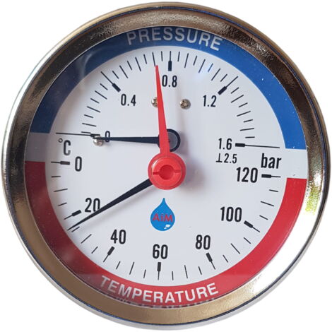 80mm 4bar jauge entrée arrièrede pression température 120C 1/2" thermomanomètre