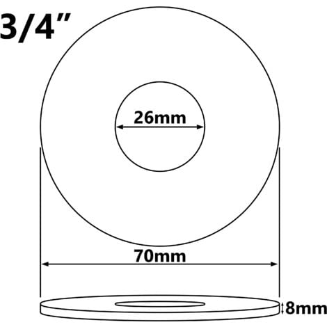 26mm 3/4" Acier Fini Noir Robinet Soupape Couverture Tuyau 8mm Haut