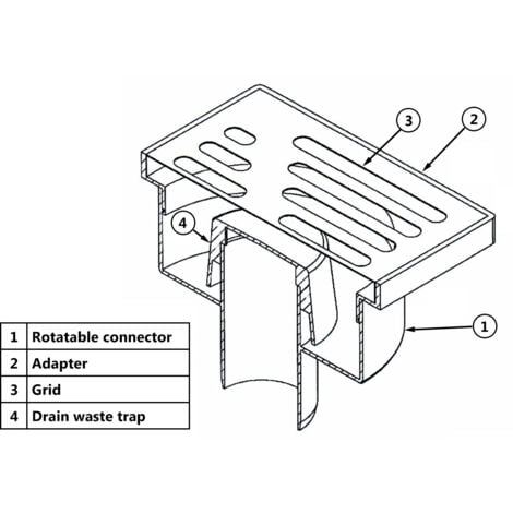 Bas Sortie Grille Acier Inoxydable 150x150mm Sol Siphon Vidange 50mm Tuyau