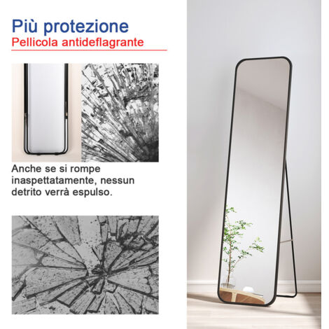 Specchio Verticale Vasemouh 150x41cm Con Cornice Nera - Da Parete O Da Terra - Foto 10