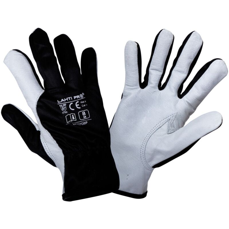 GANTS HYBRIDES EN CUIR DE CHÈVRE NOIR/JAUNE    78-1125- main image 0