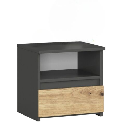 Table de chevet LINA anthracite 1 tiroir bois 40x35x40 cm (1/5)