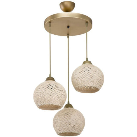 Plafonnier suspension luminaire crème-or D40x75cm